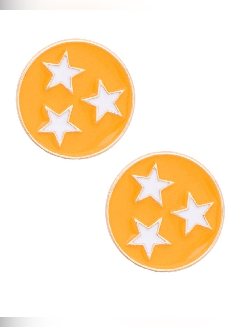 Women’s Tristar Orange Enamel Stud Earrings